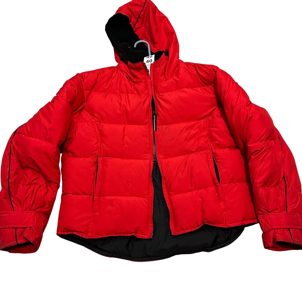 Bernardo Down Puffer Jacket Red Hooded Zip Front‎ Women's Size L